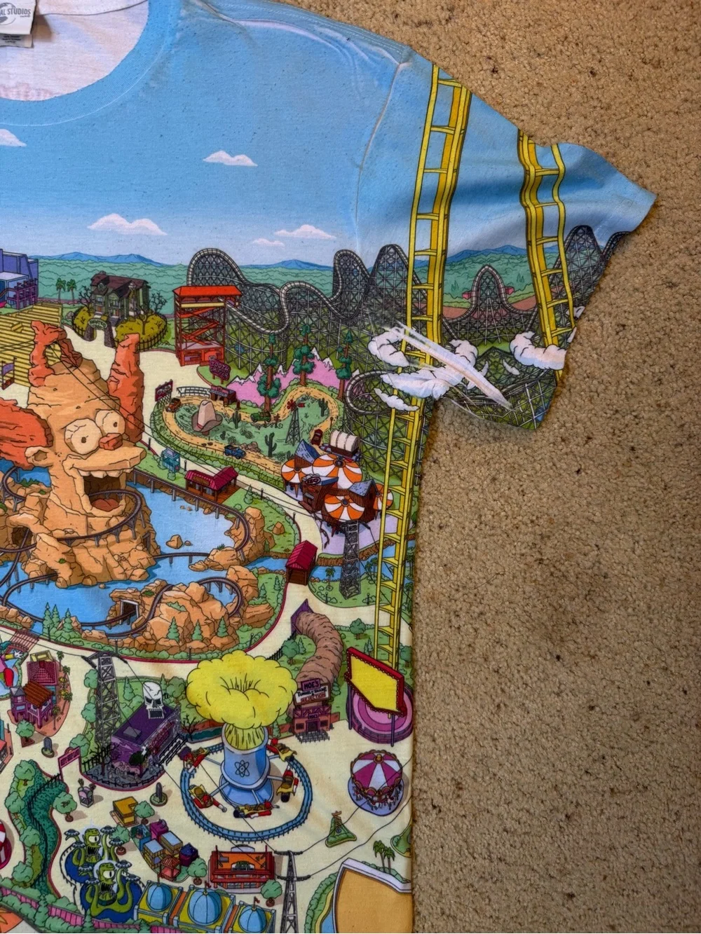 Universal Studios The Simpsons Krustyland Map Graphic Tee Size L White - Picture 3 of 6